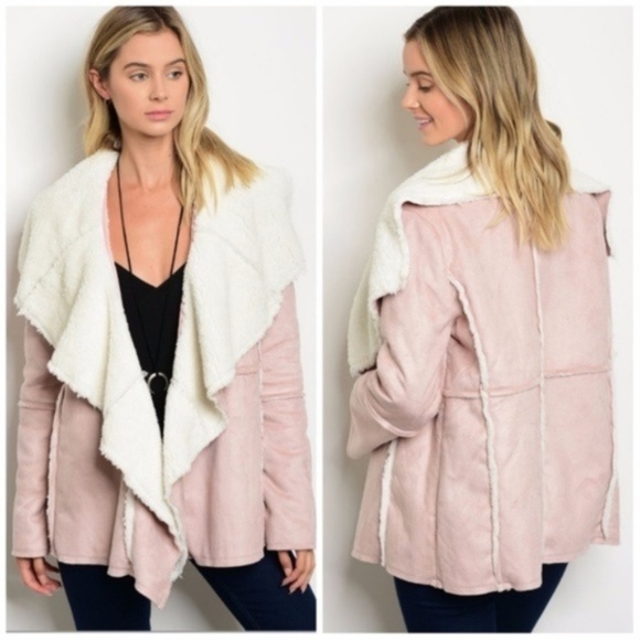 Threadzwear Jackets & Blazers - Blush Vegan Suede Shearling Jacket
